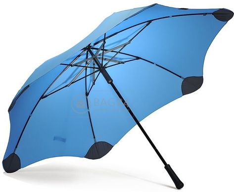 Блакитна жіноча парасолька-тростина з великим куполом, протиштормова, хутро BLUNT Bl-xl-2-blue, Блакитний