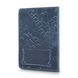 Дизайнерская кожаная обложка для паспорта голубого цвета, коллекция "Discoveries"