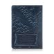 Дизайнерська шкіряна обкладинка для паспорта блакитного кольору, колекція "Discoveries"