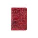 Шкіряна дизайнерська обкладинка-органайзер для ID паспорта та інших документів червоного кольору, колекція "Mehendi Art"