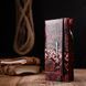 Яркий женский горизонтальный кошелек из натуральной кожи под рептилию KARYA 21092 Красный