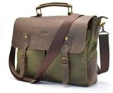 Мужская сумка-портфель кожа+парусина RH-3960-4lx от украинского бренда TARWA Хаки/коричневый фото