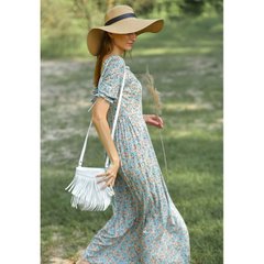 Натуральная кожаная женская сумка с бахромой мини-кроссбоди Fleco белая Blanknote BN-BAG-16-light