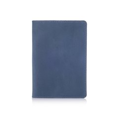 Блакитна обкладинка для паспорта з натуральної шкіри з відділенням під карти