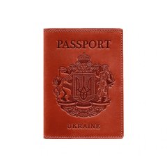 Жіноча шкіряна обкладинка для паспорта коралова з українським гербом Blanknote BN-OP-UA-coral