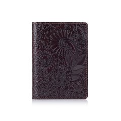 Красива коричнева дизайнерська буря на паспорт з натуральної шкіри з художнім тисненням