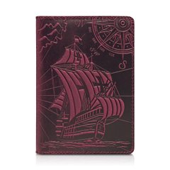 Фиолетовая дизайнерская кожаная обложка для паспорта, коллекция "Discoveries"