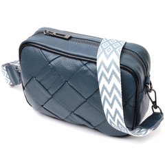 Шкіряна сумка з палітурками для стильних жінок Vintage 22408 Синя