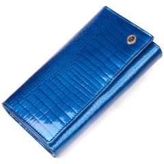 Стильный женский кошелек из лакированной кожи с визитницей ST Leather 19404 Синий