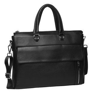 Мужская горизонтальная кожаная сумка Keizer K117614-black из натуральной кожи, вмещает А4, Тайвань