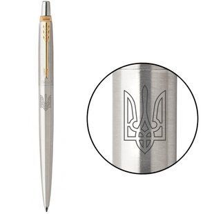 Ручка шариковая Parker JOTTER Stainless Steel GT BP Трезубец прозрачный Золотистый 16032_T010b