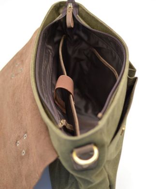 Мужская сумка-портфель кожа+парусина RH-3960-4lx от украинского бренда TARWA Хаки/коричневый