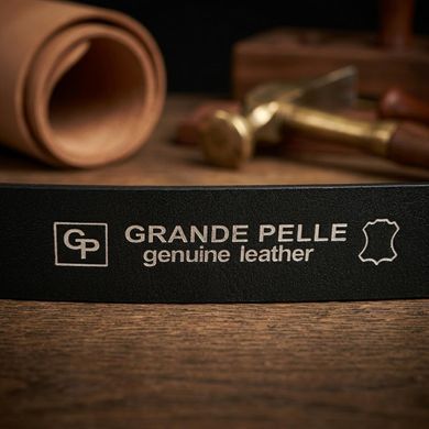 Кожаный мужской ремень под джинсы GRANDE PELLE 11682 Черный