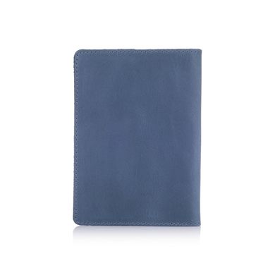 Обложка для паспорта с натуральной матовой кожи голубого цвета