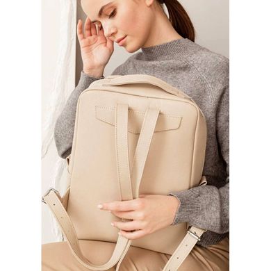 Натуральний шкіряний жіночий рюкзак на блискавці Cooper світло-бежевий флотар Blanknote BN-BAG-19-crem-brule