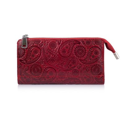Красивый кожаный кошелек на молнии красного цвета, коллекция "Buta Art"