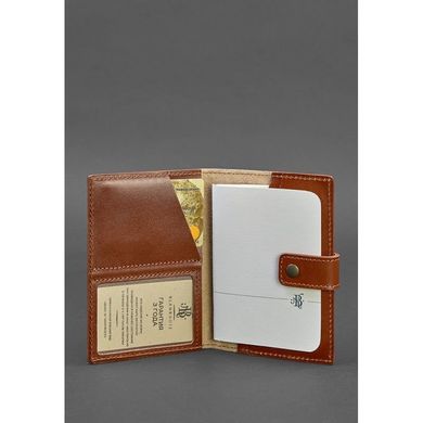 Натуральная кожаная обложка для паспорта 5.0 (с окошком) светло-коричневая Blanknote BN-OP-5-k