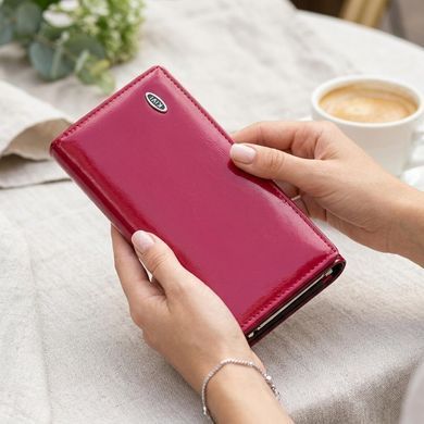 Кошелек женский из экокожи гладкий KIVI 19078 Малиновый