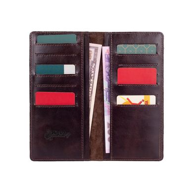 Эргономический дизайнерский коричневый кожаный бумажник на 14 карт, коллекция"Mehendi Art"