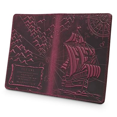 Фіолетова дизайнерська шкіряна обкладинка для паспорта, колекція "Discoveries"