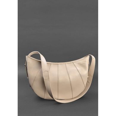 Натуральная кожаная женская сумка Круассан светло-бежевая Blanknote BN-BAG-12-light-beige