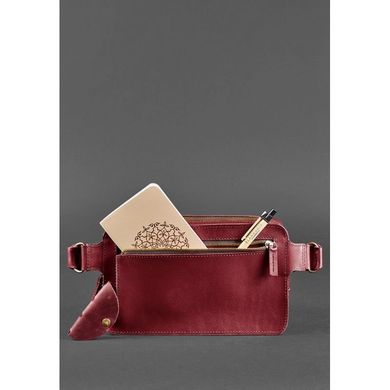 Натуральная кожаная поясная сумка Dropbag Maxi бордовая Krast Blanknote BN-BAG-20-vin