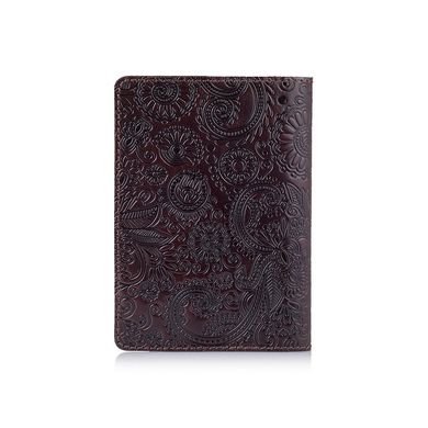 Красива коричнева дизайнерська буря на паспорт з натуральної шкіри з художнім тисненням