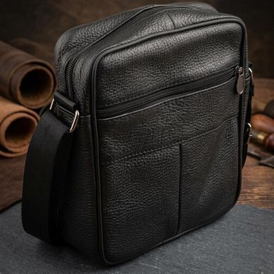 Сумка чоловіча на одне відділення зерниста Vintage 20203 Чорна