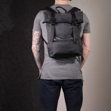 Добротний рюкзак для ноутбука із вставками еко-шкіри FABRA 22583 Чорний