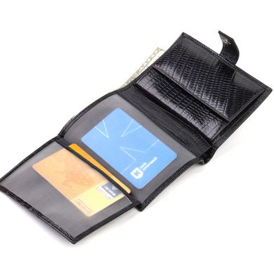Фактурний вертикальний чоловічий гаманець середнього розміру з натуральної шкіри з тисненням CANPELLINI 21859 Чорний