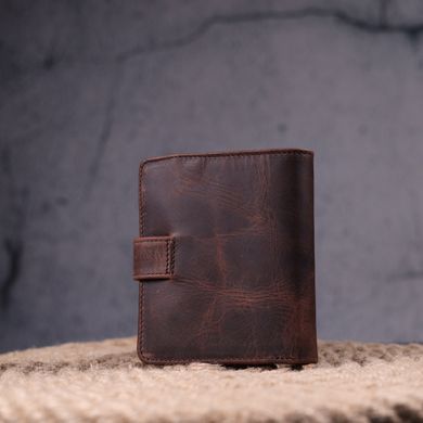 Компактный мужской кошелек в винтажной коже KARYA 21372 Коричневый