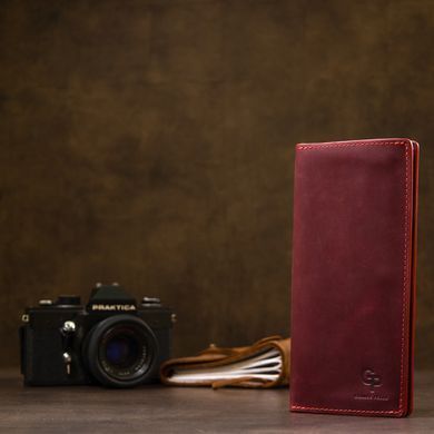 Кожаное винтажное портмоне GRANDE PELLE 11468 Бордовый