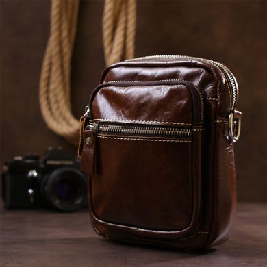 Небольшая мужская сумка из натуральной кожи Vintage 20478 Коричневый