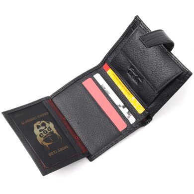 Практичний вертикальний невеликий чоловічий гаманець із фактурної шкіри KARYA 20993 Чорний