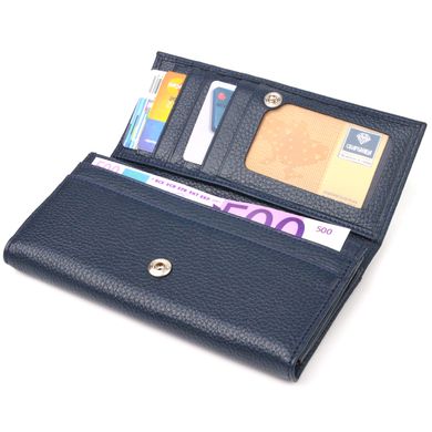 Практичний жіночий гаманець із натуральної зернистої шкіри CANPELLINI 21659 Синій