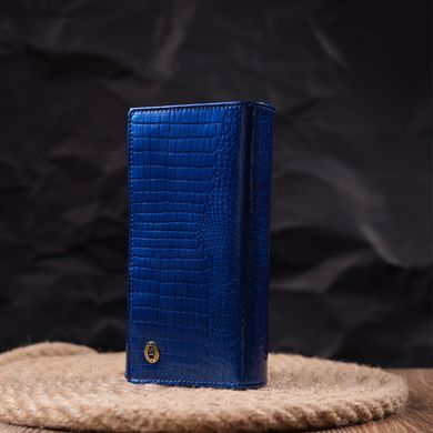 Стильний жіночий гаманець із лакованої шкіри з візитницею ST Leather 19404 Синій