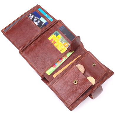 Вертикальное мужское портмоне из натуральной кожи 21399 Vintage Коричневый
