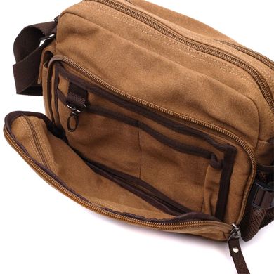 Вместительная мужская сумка мессенджер из плотного текстиля Vintage 22205 Коричневый