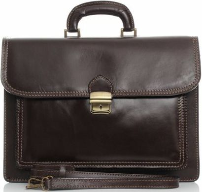 Удобный кожаный портфель темно-коричневого цвета 10103, Коричневый