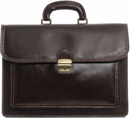 Зручний шкіряний портфель темно-коричневого кольору 10103, Коричневий