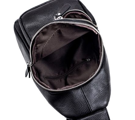 Мужской черный кожаный слинг Tiding Bag A25-5424A Черный