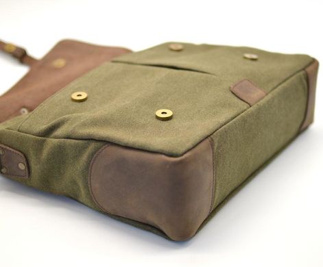 Чоловіча сумка-портфель шкіра + качка RH-3960-4lx від українського бренду TARWA Хакі / коричневий