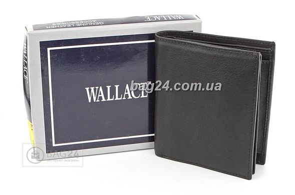 Солидный кожаный мужской бумажник WALLACE, Черный