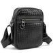 Месенджер шкіряний чорний плетений TIDING BAG 88362-1A чорний