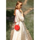 Натуральная кожаная круглая женская сумка Бон-Бон красная Blanknote BN-BAG-11-red фото