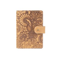 Шкіряне портмоне для паспорта / ID документів HiArt PB-03S / 1 Shabby Honey "Mehendi Art"