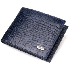Гарний гаманець для чоловіків з натуральної шкіри з тисненням під крокодила CANPELLINI 21924 Синій