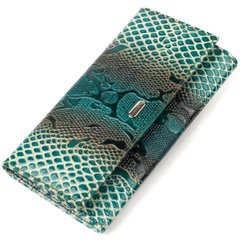 Лакированный кошелек для женщин из натуральной фактурной кожи с тиснением под рептилию CANPELLINI 21824 Зеленый