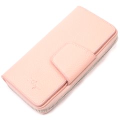 Удобный вертикальный женский кошелек из натуральной кожи KARYA 21158 Розовый