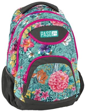Жіночий рюкзак з квітами Paso 28L, 18-2708EW сірий